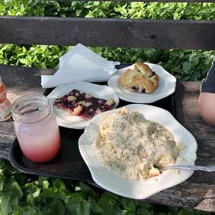 BlackBerry  lemonade, biscuits &amp; gravy, blackberry linzer tart, &amp; blackberry scone