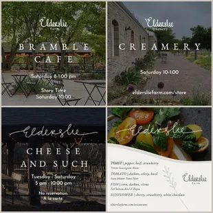 Make a note of our new hours as of August 1st! Cafe and Creamery Shop are Saturdays only. Patio/dinner is still Tues-Sat.