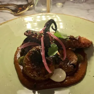 Octopus with mole sauce