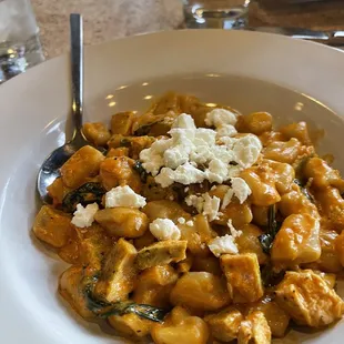 This is the special Gnocchi with chicken spinach and goat cheese.