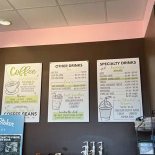 menus on the wall