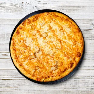 Ignite your taste buds with our Buffalo Chicken Pizza. Spicy buffalo sauce, grilled chicken, and melty mozzarella combine for a fiery flavor