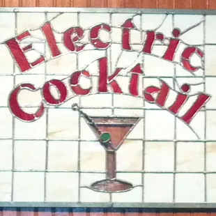 a stained glass sign