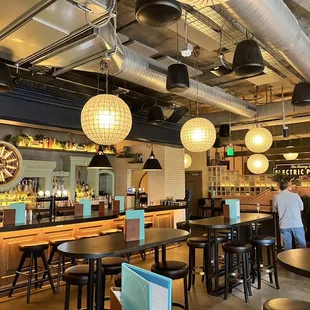 the bar and dining area