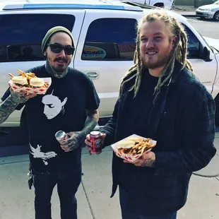 Couple of artists at Old Town Ink enjoying some Electric Sliders