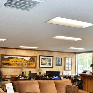 LED lighting in reception area