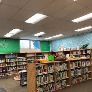 New lighting in the school library.