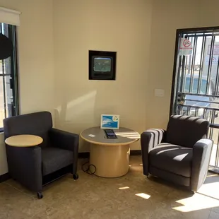 Waiting area with complimentary charging station