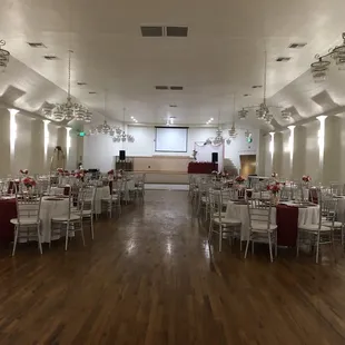 This is the venue after the set up, but before the full decorative lights were added.