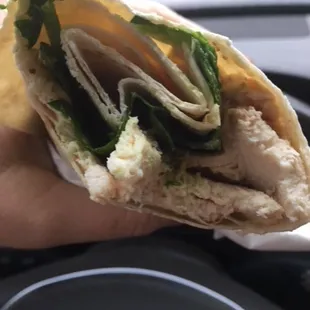 Grilled Chicken Wrap mid way- more wrap less of everything else, check the  review