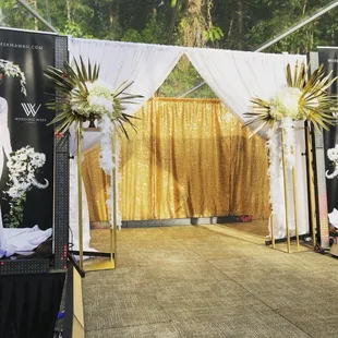 Feather and Pearls...Nutridge Estate Wedding Showcase. Pipe and Drape by Elegance with Grace!