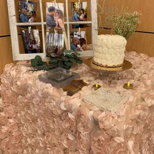 Pink Rosette Tablecloth for the Cake Table