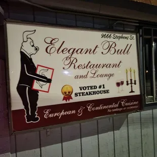 a sign for the restaurant