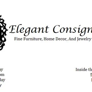 Elegant Consignments, your one stop ship for fine furniture, home decor, original art, jewelry and more - at a discount! Stop by today!