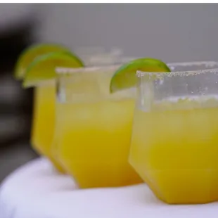 Pineapple Margarita with Pink Himalayan Sea Salt and lime garnish
