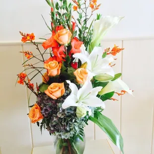 Beautiful fall colored arrangement for delivery on a beautiful sunday afternoon.