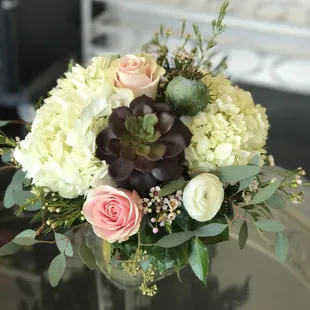 Rustic centerpiece with succulents