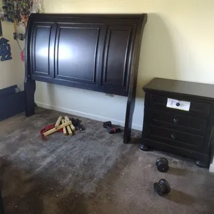 The headboard has a curve to it maybe if it was straight against the wall I would have had a little bit more room at the foot of the bed.