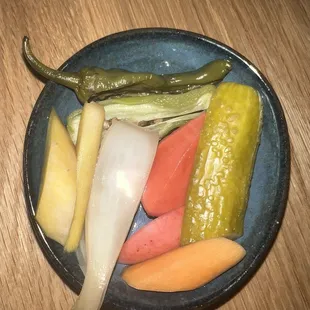 Complimentary pickled vegetables