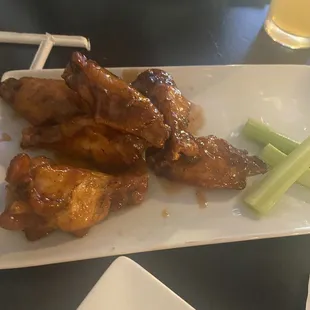 Hot maple smoked chicken wings.
