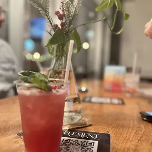 a drink on a table