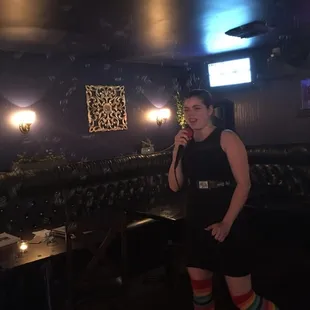 Having fun singing in the bubbles