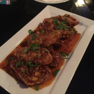 Chicken wings (made gluten free for my friend!) yum.