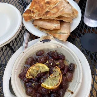 Roasted Calamata Olives with Rosemary Flat Bread