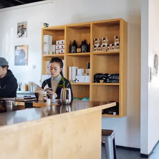 Bar seating for a front row view of barista magic.