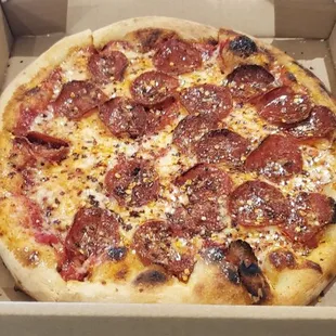 Hot pepperoni pizza