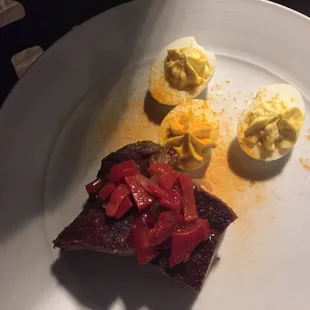 Chicken and Eggs (Pork Belly and deviled eggs).    Verdict: comme ci comme ça