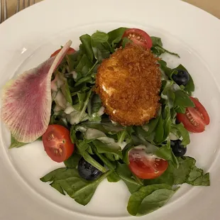 Crushed warm goat cheese