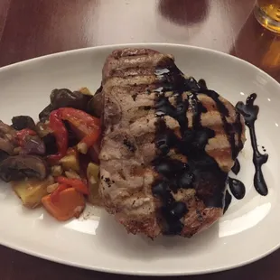 Porterhouse porkchop with balsamic.... Pretty tough and Charles Barkley would say Turrrrible.