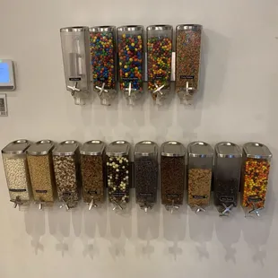 Candy and cereal, miscellaneous other toppings for frozen yogurt