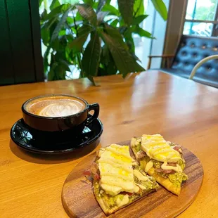 Honey cinnamon latte and avocado toast!