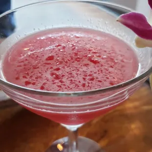 Prickly Pear Martini ($13); mezcal, prickly pear, lime, simple syrup.