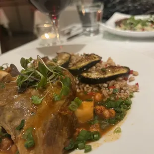 Braised lamb with farro