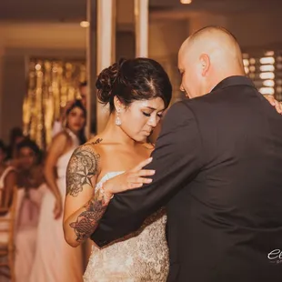 Touching moment. Father-daughter dance