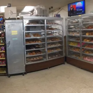 the inside of a bakery