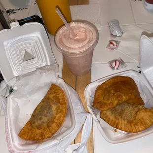 two pastries and a drink
