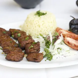 Beef Kabob plate.