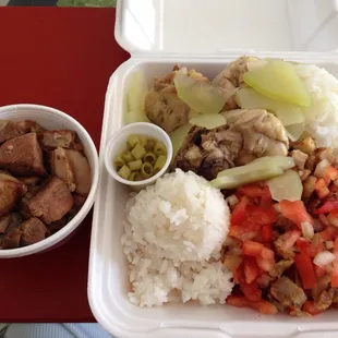 Pork Adobo,Chicken Papaya, and Lechon Special Mix Plate