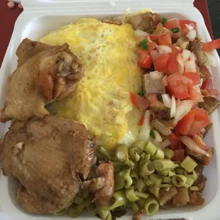 Pork Adobo Fried Rice Omelet,Chicken Adobo, and Lechon Special
