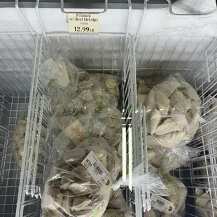 Frozen Pelmeni beef in the deli