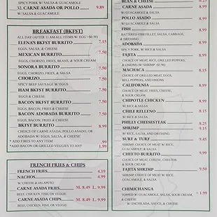 the menu