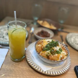 Aqua Fresca and cheesy tater tots