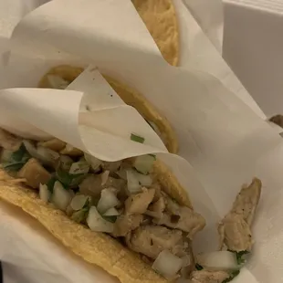 This is a chicken street taco. Wouldnt order again.