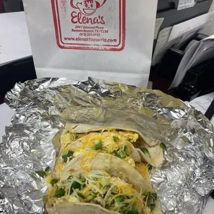 Bacon,egg and cheese breakfast tacos with fresh japs on flour tortillas!!