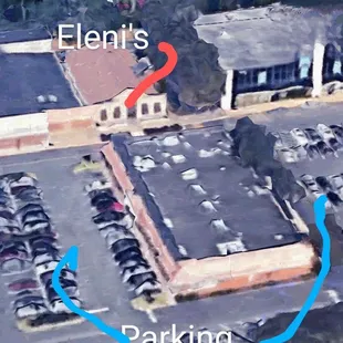 Showing Eleni's available parking situation.