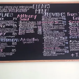 menu